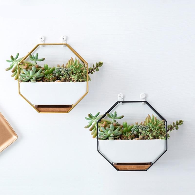 Metal Iron Rack with White Ceramic Planter